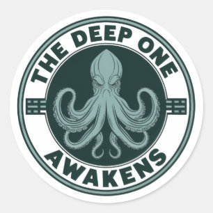 The Deep One Awakens Vintage Cthulhu Octopus Classic Round Sticker