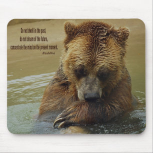 The Deep Thinker Grizzly Bear Inspirational Quote Mouse Mat