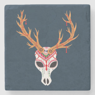 The Deer Head Skull Stone Coaster