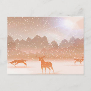 The Deer On The Winter Postcard