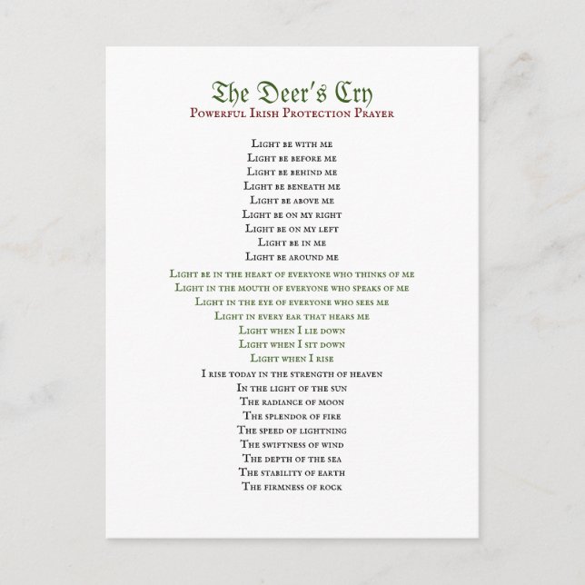 The Deer’s Cry Postcard (Front)