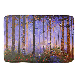 The Deer’s Secret Path  -  Wide Woodland Landscape Bath Mat