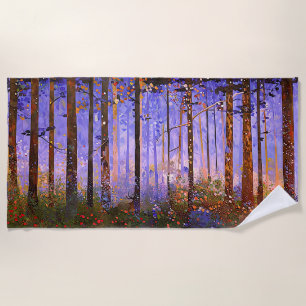 The Deer’s Secret Path - Wide Woodland Landscape Beach Towel