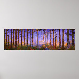 The Deer’s Secret Path  -  Wide Woodland Landscape Poster