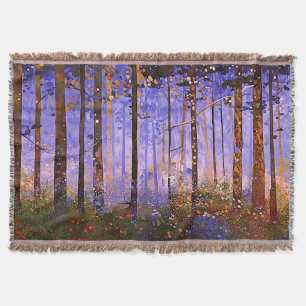 The Deer’s Secret Path  -  Wide Woodland Landscape Throw Blanket