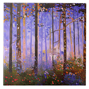 The Deer’s Secret Path  -  Wide Woodland Landscape Tile
