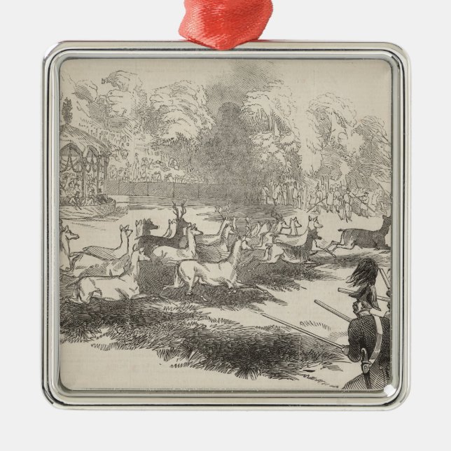The Deer Shooting at Gotha Metal Tree Decoration (Front)