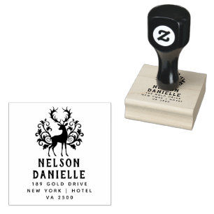 The deer Style Return Address Wooden Rubber  Stamp
