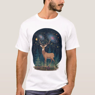 The Deer with Galaxies in Its Antlers T-Shirt
