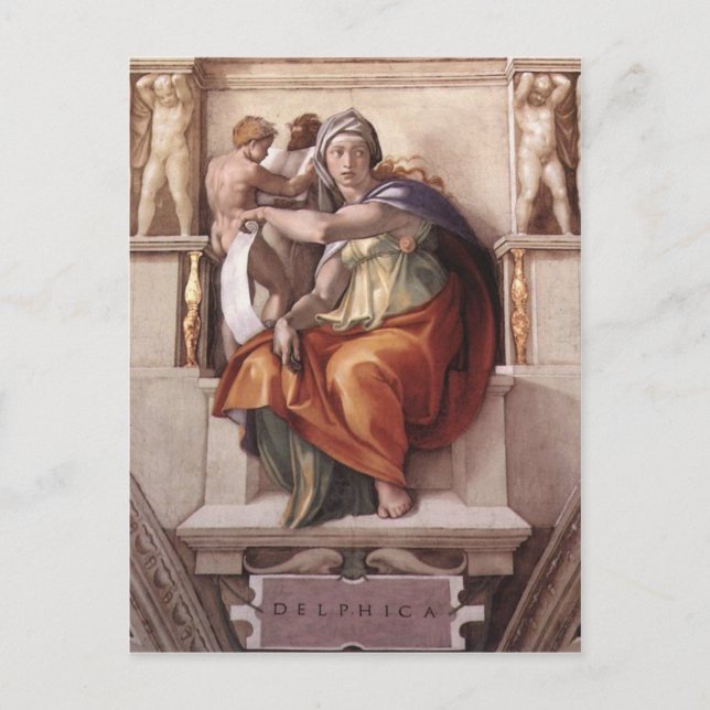 The Delphic Sibyl - Fresco Sistine Chapel Postcard (Front)