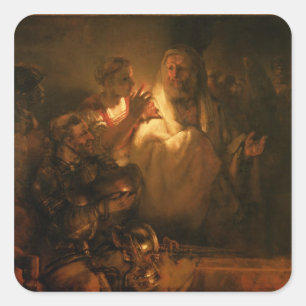 The Denial of St. Peter, 1660 (oil on canvas) Square Sticker