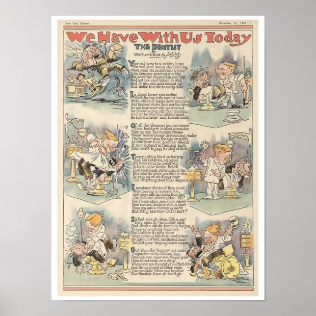 The Dentist, 1919 full page news paper cartoon Poster (Front)