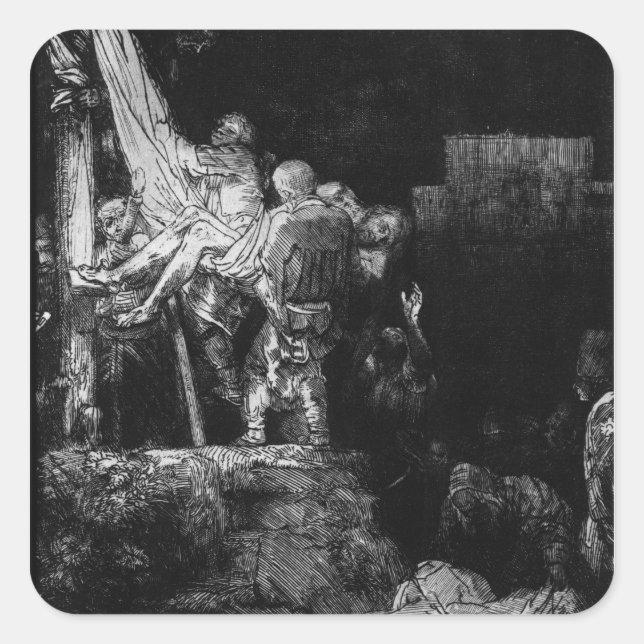 The Descent from the Cross with a Torch, 1654 Square Sticker (Front)