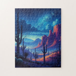 The Desert at night southwestern  Jigsaw Puzzle