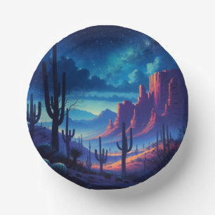 The Desert at night southwestern Paper Plate
