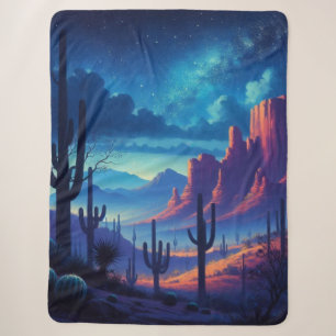 The Desert at night southwestern  Sherpa Blanket