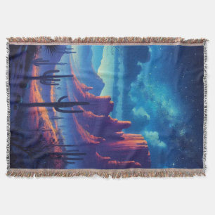 The Desert at night southwestern Throw Blanket