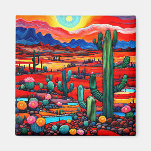The Desert flowering at sunset Magnet
