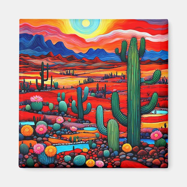 The Desert flowering at sunset Magnet (Front)