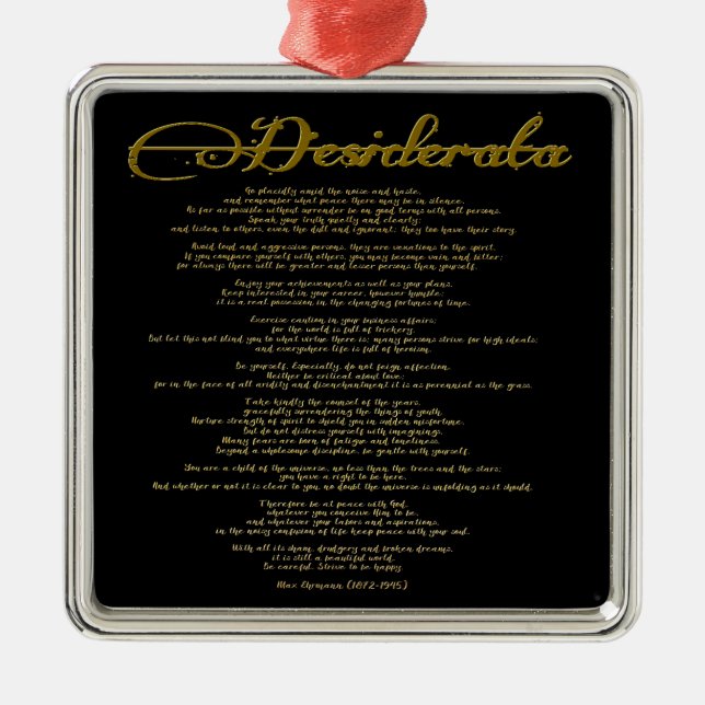 The Desiderata "Desired Things" Metal Tree Decoration (Front)