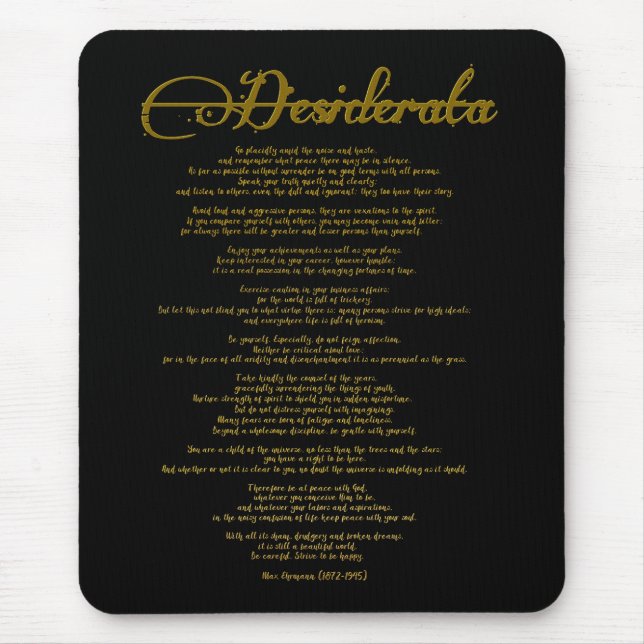 The Desiderata "Desired Things" Mouse Mat (Front)