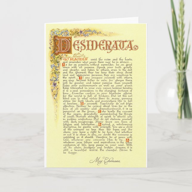 The Desiderata Poem by Max Ehrmann Card (Front)