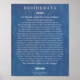 The Desiderata Poem by Max Ehrmann Denim Art Poster