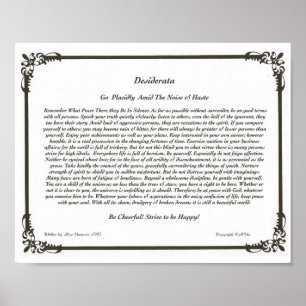 The Desiderata Poem by Max Ehrmann Poster