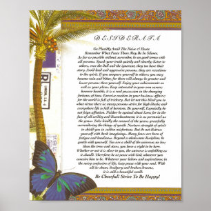 The Desiderata Poem with Palm Tree and Butterfly Poster