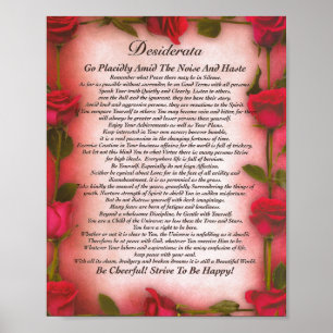 The Desiderata Poem with Red Roses for Mum Poster