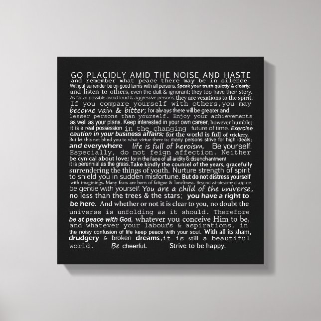 The Desiderata Wall Hanging Canvas Print (Front)