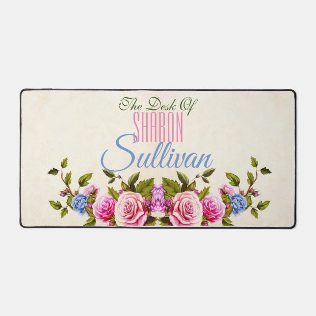 The Desk Of, Roses *personalise* Mat (Front)