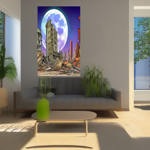 The destroyed city AI Art Poster