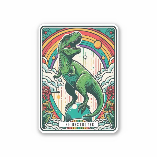 The Destroyer T-Rex Tarot Card (Front)