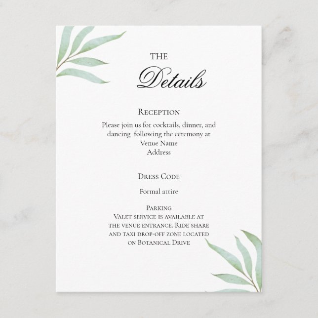 The Details Tropical Minimalist Enclosure Card (Front)