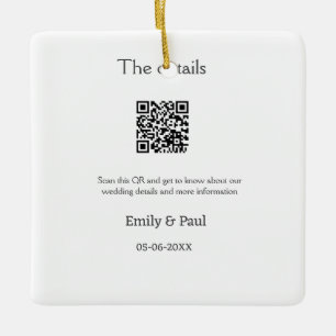 The details wedding website scan QR add couple nam Ceramic Ornament