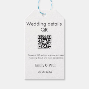 The details wedding website scan QR add couple nam Gift Tags