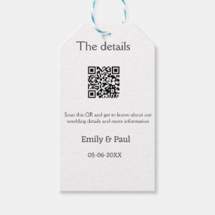 The details wedding website scan QR add couple nam Gift Tags