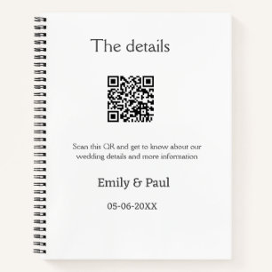 The details wedding website scan QR add couple nam Notebook