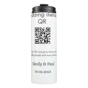 The details wedding website scan QR add couple nam Thermal Tumbler