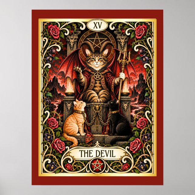 The Devil Cat Tarot - Temptation and Shadow Poster (Front)