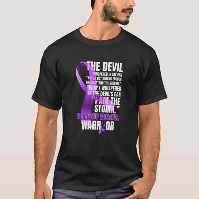 The Devil Domestic Violence Awareness Support Ribb T-Shirt (Front)