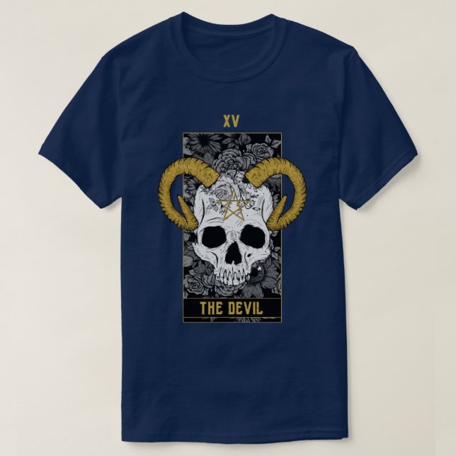The Devil Tarot Card Skull T-Shirt (Design Front)