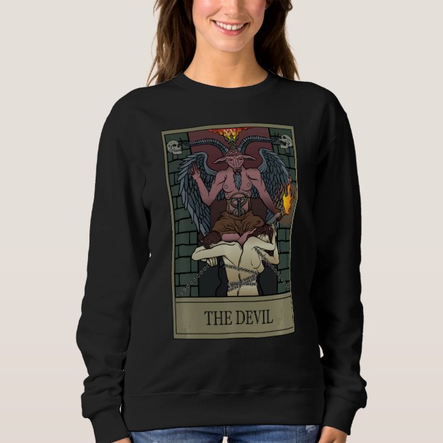 The Devil Tarot Card Xv - Baphomet Witch Halloween Sweatshirt (Front)