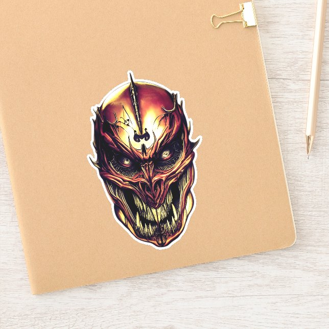 The devil's head looks ferocious and frightening (Notebook)
