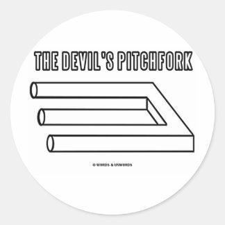 The Devil's Pitchfork (Optical Illusion) Classic Round Sticker