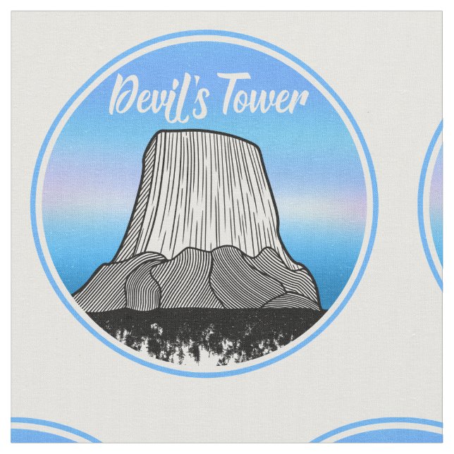 The Devil's Tower national Monument Fabric (Close Up)