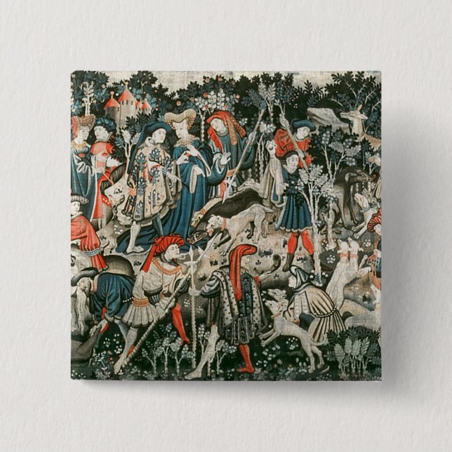 The Devonshire Hunting Tapestries 15 Cm Square Badge (Front)