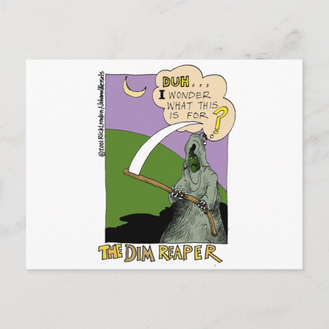 The Dim Reaper Funny Halloween Cartoon Gifts & Tee Postcard (Front)