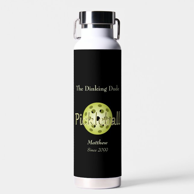 The Dinking Dude Duo Pickleball Ball Water Bottle (Front)